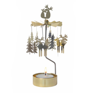 Gifts Under 40: Moose Love Tea Light Carousel Chime, Gold