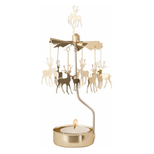 Deer Tea Light Carousel Chime, Gold
