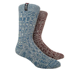 Gifts Under 40: Denmark Womens Wool Socks 2-Pack Gift Box, Light Blue-Burgundy