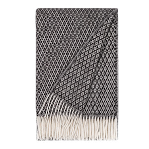 Tove 100% Wool Throw 130x200cm, Charcoal WHOLESALE