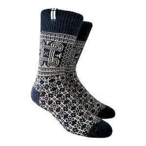 Finland Wool Socks, Navy-White WHOLESALE