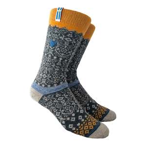 Sweden Wool Socks, Blue-Yellow WHOLESALE