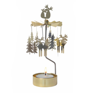 Moose Love Tea Light Carousel, Gold