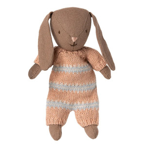 Other Soft Toys: Maileg Bunny Knitted Suit, Brown-Dusty Rose
