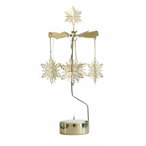 Snowstar Tea Light Carousel, Gold Large 25cm