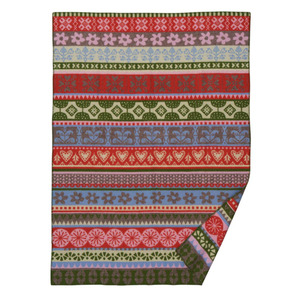 Klippan Premium Arvidsjaur Felted 100% Wool Blanket, Multi Red