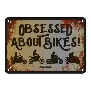 Oxford Garage Metal Sign: "Obsessed About Bikers"