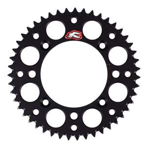 Drive Components: Renthal Sprocket Rear - Black 47T Alloy 7075 T6 Grooved KTM Husqvarna