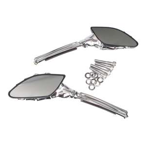 Whites Mirror - Universal Skeleton Hand Chrome / Black Harley (Pair)
