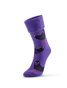 Socks: Pukeko Bed Socks - Purple