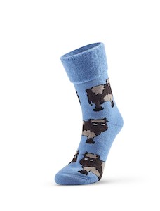 Socks: Cow Bed Socks - Blue