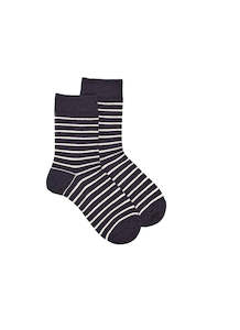 Dress Socks: Kids Fine Stripe Sock - Navy