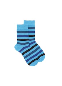 Dress Socks: Kids Wide Stripe Sock - Turquoise