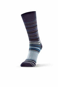 Crew Socks: Varied Stripe Sock - Navy