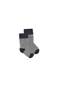 All Kids Socks: Baby Merino Stripe Sock - Navy Stripe