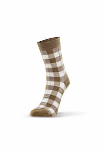 For Her Everyday Gifting: Check Sock - Khaki