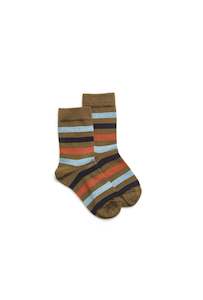 Kids Wide Stripe Sock - Khaki