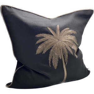 Black/Gold Palm - Cushion Cover