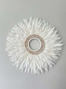 Coastal: White Feather and Shell Wall Decor