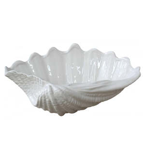 Coastal: White Ceramic Clam Shell