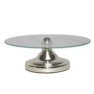 Sale: Glass Silver Cake Stand