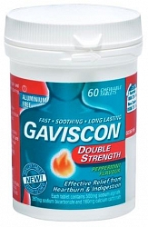 Products: Gaviscon DOUBLE STRENGTH Chewable Tablets 60 - PEPPERMINT