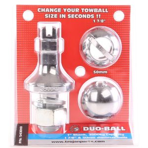 TROJAN DUO-BALL TOW BALL KIT 1IN SHANK