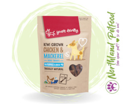 Treats And Chews: Yours Droolly Natural dog Treats - Kiwi Grown Chicken & Mackerel