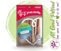 Treats And Chews: Yours Droolly Chicken & Fish Sticks - 100g