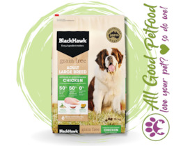 Dry Dog Food: BlackHawk Large Breed Dog Grain Free Chicken - 15kg*