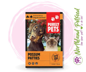 Frontpage: Purely Pets Possum Patties 1kg / IN STORE ONLY