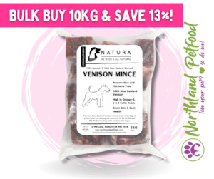 Bulk Options: NATURA Bulk Venison Mince 10kg /IN STORE ONLY