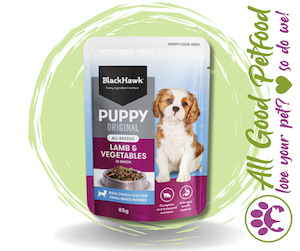 Puppy Food: BlackHawk Puppy Wet Lamb 85g