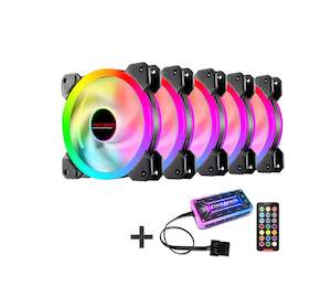 Case Fans: COOLMOON 120mm RGB LED PC Case Fan 5 Pack + Controller Hub + Remote