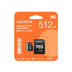 ADATA Premier Pro 512GB U3 A2 V30 microSD Card with Adapter