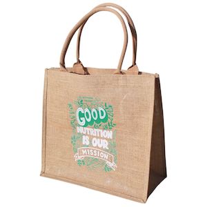 "Good Nutrition Is Our Mission" Jute Tote Bag