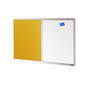 COMBIBOARD Whiteboard + Brushed Fabric Aluminium Frame
