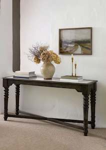 Consoles Sideboards: Edwin Marble and Wood Console Table