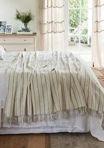 Striped Linen Bed Cover