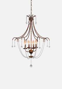 Antique Gold Foil Chandelier with Drops