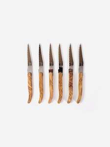 Cutlery Servers: Laguiole Olive Wood Steak Knife Set