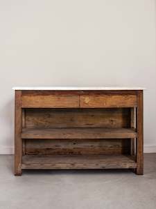 Vintage Kitchen Island with Marble Top