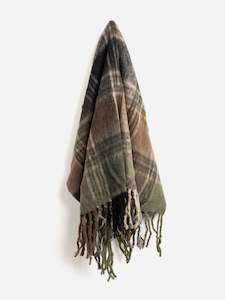 Bliss Wool Throw - Olive & Walnut