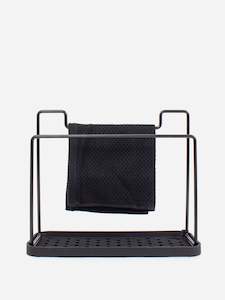 Kitchen Storage Accessories: Black Sink Caddy with Cloth