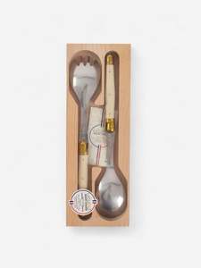 Flatware Serving Utensils: Laguiole Ivory & Brass Salad Server Set