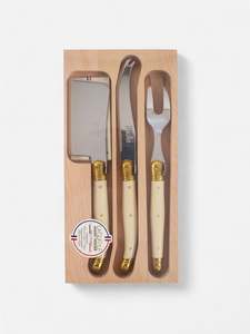 Flatware Serving Utensils: Laguiole Ivory & Brass Cheese Knife Set