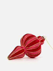 Christmas: Burgundy Ribbed Finial