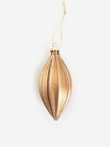 Christmas: Aged Gold Ribbed Bauble