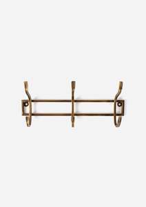 Hooks Wall Shelves: Iron 3 Hook - Antique Brass Finish