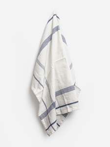Tea Towels Aprons Wash Cloths: Plaid Cotton Linen Marine Tea Towel
